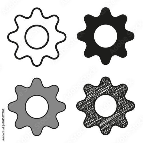 Konstfotografi Industrial gear vector icon features simple mechanical cogs