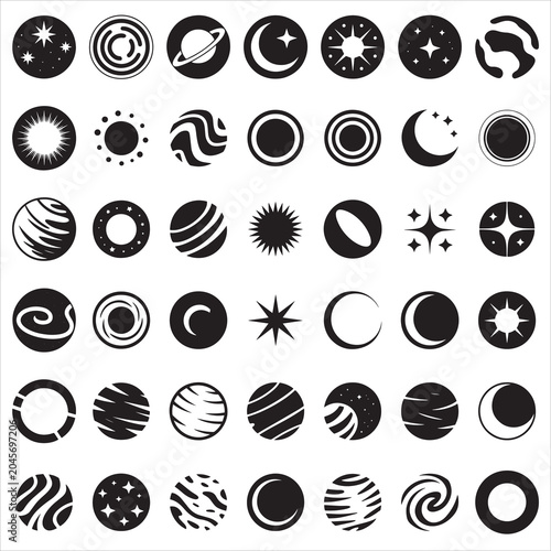 Galaxy and Planet Silhouette Clip Art