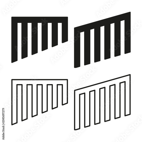 Abstract geometric heatsink and radiator fin icons vector. Perfect for computer hardware electronics and engineering design graphics.