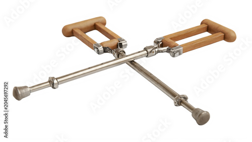 Adjustable metal stretcher, wooden handle, medical equipment, hospital stretcher