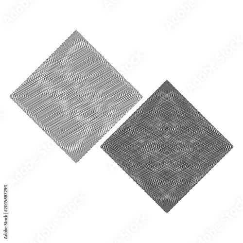 Abstract rhombus shapes with a hand drawn scribble texture vector. Perfect for modern design elements and unique graphic projects.