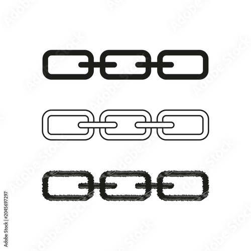 Chain link icon set in solid outline and sketch styles vector. Perfect for web design user interface and connection concepts.