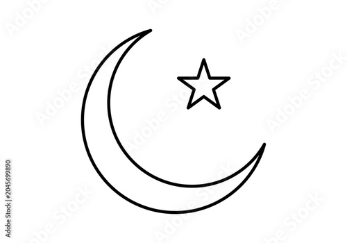 Foto Icono de media luna y estrella contorneadas