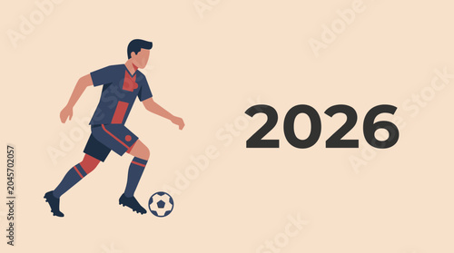 Soccer Player Running with Ball in Action 2026 World Cup.