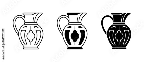 Obraz na płótnie Decorative Jug Icons, Vintage Pitcher Vector Set, Classic Ceramic Vessel Graphic