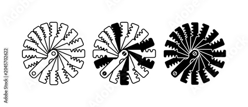 Bilde på lerret Feeler Gauge Set, Mechanical Tool Icons, Precision Measurement, Industrial Equip