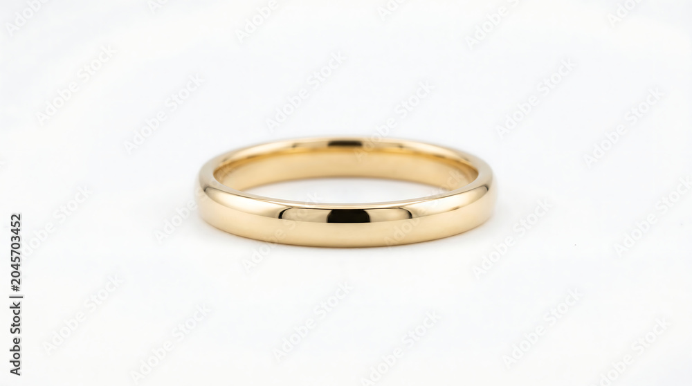 Naklejka premium Simple plain gold band ring, no engravings no stones, minimalist jewelry, studio product shot on white background