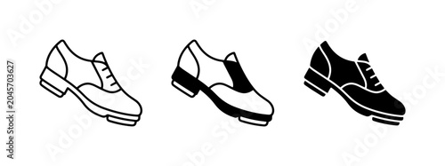 Canvas Print Tap Shoes Vector Icons: Outline, Two-Tone, and Silhouette Styles for Dance and P