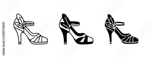 Canvastavla Elegant High Heel Shoes, Fashion Footwear Collection, Vintage Style Sandals, Bla