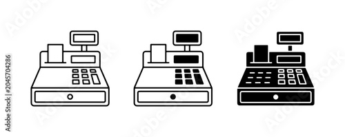 Tableau sur toile Retro Cash Register Icons, Vintage Till Vector Set, Classic Point of Sale Machin