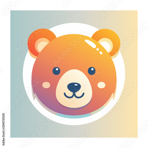 Cute cartoon bear face illustration