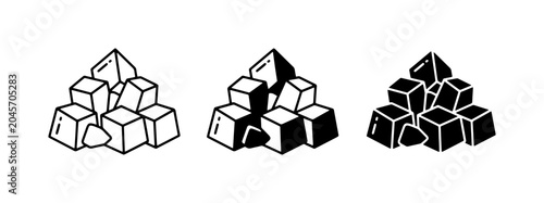 Photography Sugar Cubes Icon Set, Sweetener Food Ingredient Graphic, Cube Sweetener Vector