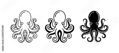 Foto Octopus Icons Set, Nautical Vector Art, Marine Life Graphics, Seafood Design Ele
