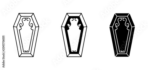 Tableau sur toile Gothic Coffin Icons, Vector Set: Ornate Funeral Casket Graphics for Halloween an