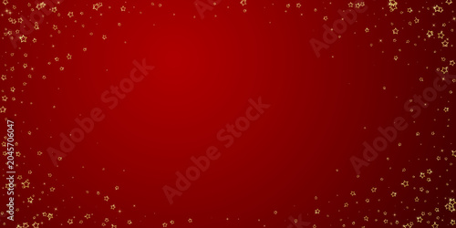Christmas stars overlay. Magic stars luxury sparkling confetti. Christmas spirit. Festive stars illustration on red background.