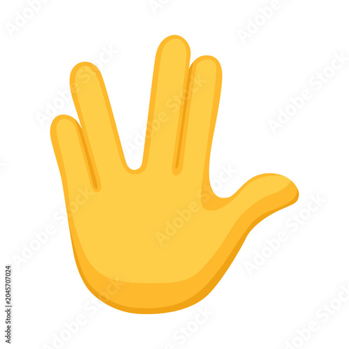 Vulcan salute hand sign emoji, hand gesture symbol, vector icon illustration, isolated on transparent background. 