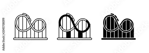 Foto Roller Coaster Icons, Amusement Park Rides, Thrill Rides, Vector Set