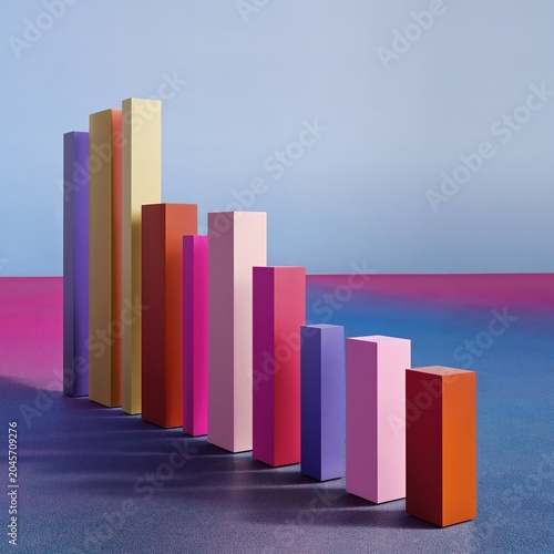 Colorful Blocks Arranged in a Line on a Smooth Surface in Daytime Light