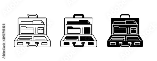 Fotografija Briefcase Icons Set: Open Business Luggage, Document Organizer, Professional Tra
