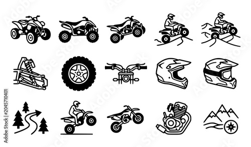 Foto Off-road motorsport and motocross adventure vector icons set