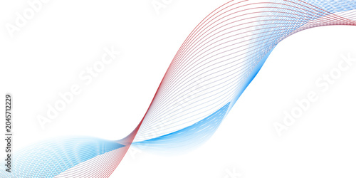 Abstract design flows with red and blue wave line. Transparent horizontal red wave on white. Abstract red wave lines white background. graphic design Banner Pattern background template, 
