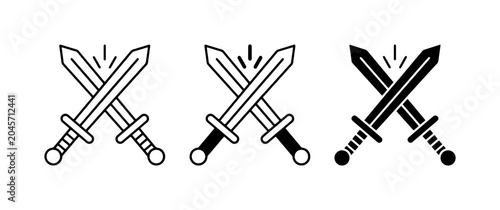 Canvastavla Crossed Swords Icons: Combat, Duel, Battle, Medieval, Warrior, Weaponry, Vector