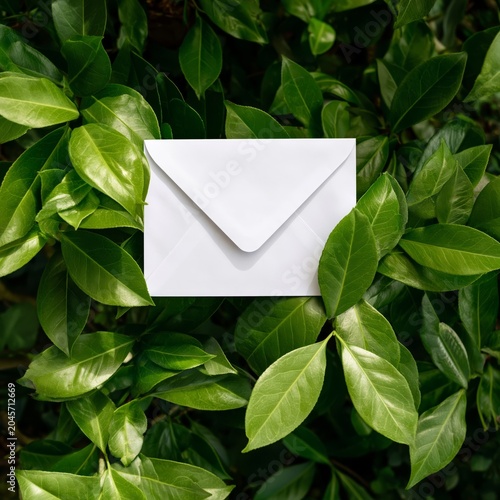 Envelope Placed Among Green Leaves in a Natural Setting During Daylight