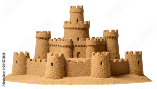 Slika na platnu Intricate sandcastle with multiple towers and crenellated walls