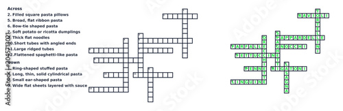Bild auf Leinwand Italian pasta types crossword puzzle vector