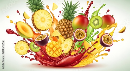 Fresh Fruit Splash Healthy Eating Concept.