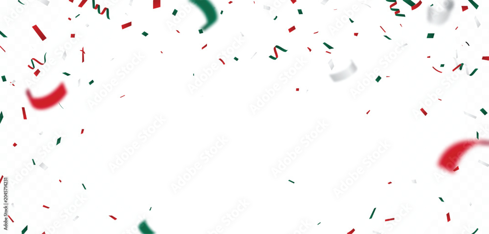 Obraz premium Mexican celebration confetti with flags color red, green, and white confetti 