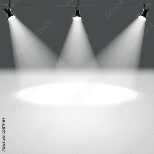 Stage Lights Illuminate an Empty Space in a Theater Setting at Night