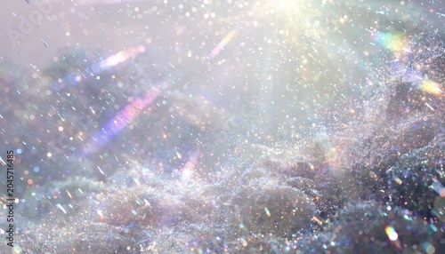 Dreamy Iridescent Crystal Sparkle Background with Holographic Light Effects.