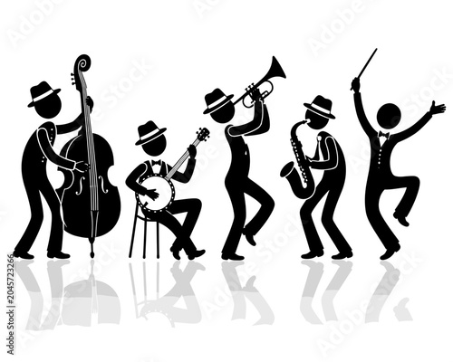 Cuadro en lienzo Swinging to the Rhythm: A Melodic Journey with the Jazz Band.