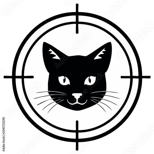 Black Cat Target Icon Aiming Vector Silhouette Pet Focus Graphic Design Element