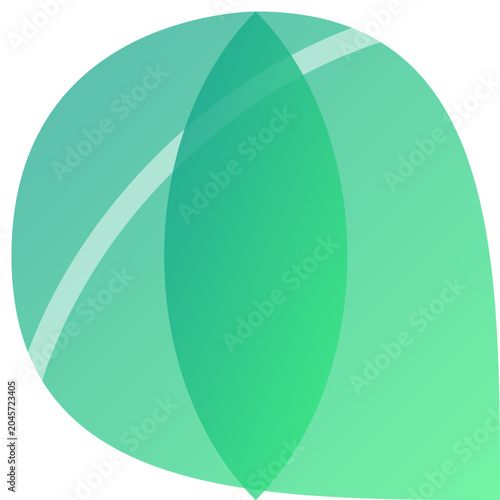 Green gradient shapes, abstract leaf design, vector graphics, modern illustration, digital art