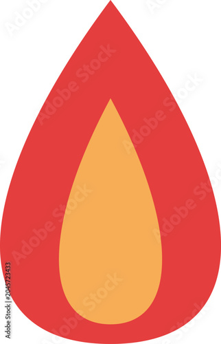 Flame, fire icon, burning drop, red and orange symbol, vector graphic