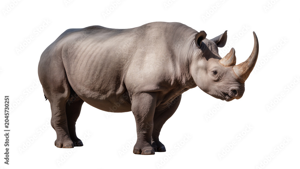 Obraz premium Black rhinoceros with two horns and thick grey skin