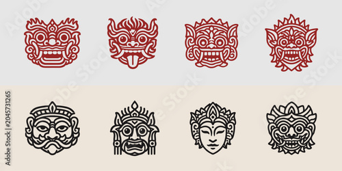 Tableau sur toile Indonesian Demon Face Designs