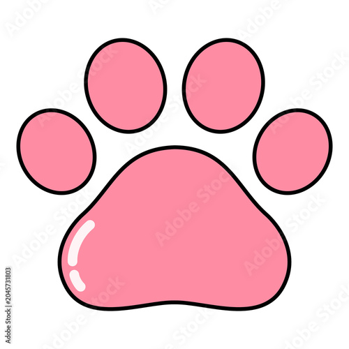 Pink Animal Paw Print Cartoon Style Illustration Isolated