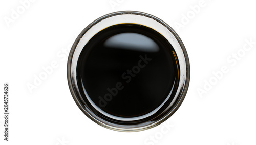 Fotografía Dark soy sauce in a clear glass bowl, isolated on transparent background