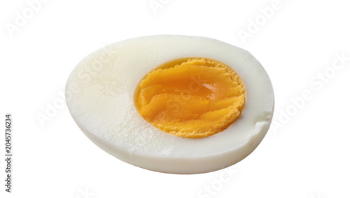 Bild auf Leinwand Half hard-boiled egg with bright yellow yolk, isolated on transparent background