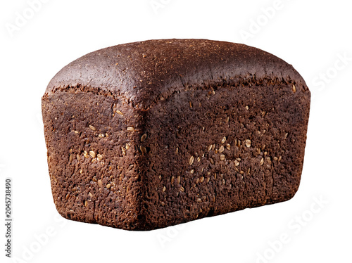 Canvas Print Rustic dark rye bread loaf, richly textured with wholesome grains, ready for slicing