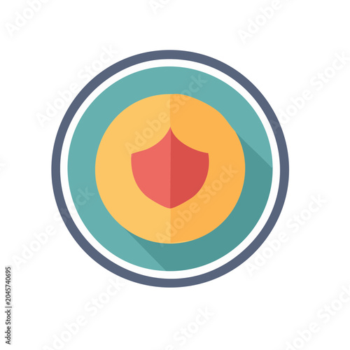 Flat design icon of a layered shield in a circle