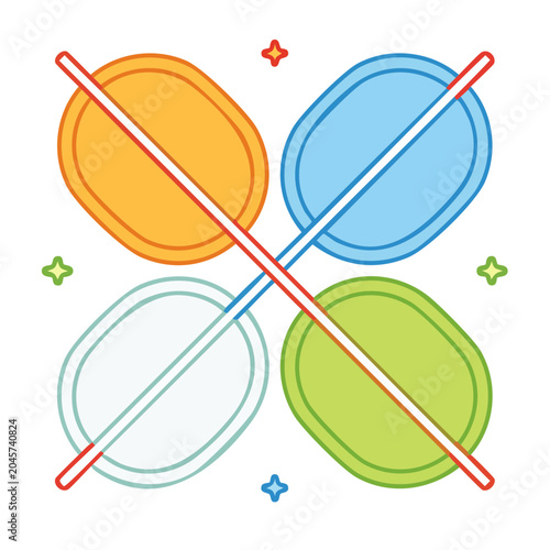 Four colorful lollipops in flat design style