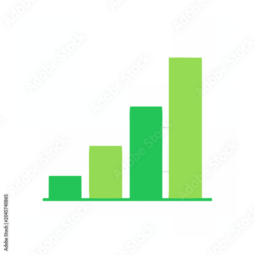 Green bar chart showing growth and progress