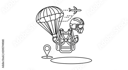 Tableau sur toile Parachutist Descending with Open Parachute.