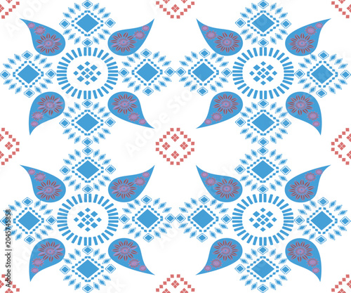 Obraz na płótnie Geometric and paisley seamless pattern