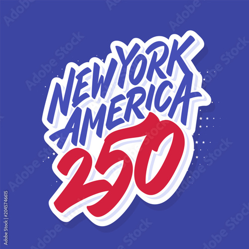 Canvas Print New York America 250 Handwritten Vector Typography Sticker
