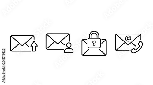 Fotografie Email and message communication line icon set
